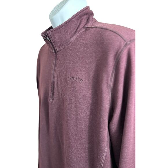 Men's Orvis 1/4 Zip Sz XL Burgundy Pull-Over French Terry Long-Sleeve Outdoors - Picture 3 of 7